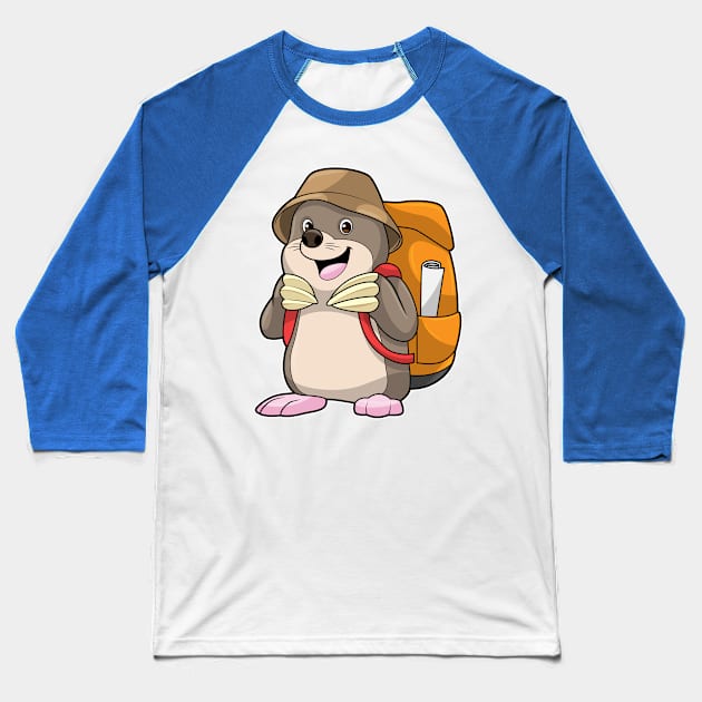 Mole as Hiker with Luggage Baseball T-Shirt by Markus Schnabel